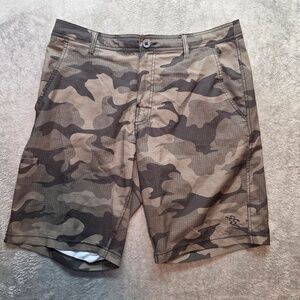 DaHui Shorts Mens 34 Green Camo Microfiber Hybrid Chino Surf Quick Dry